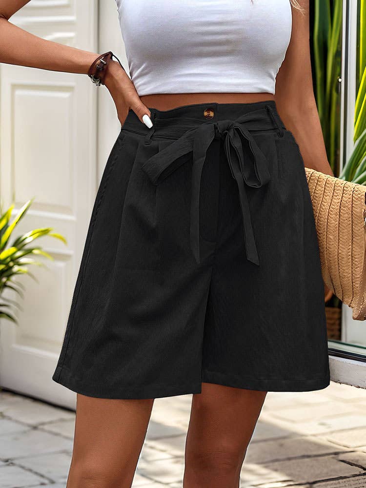 Simple Casual Drawstring Elastic Waist Shorts