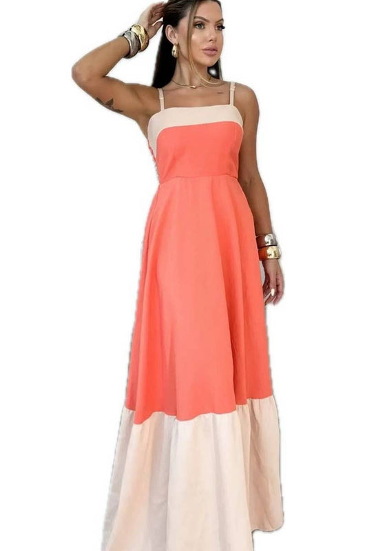 CWDMD5170_COLORBLOCK SPAGHETTI STRAP MAXI DRESS