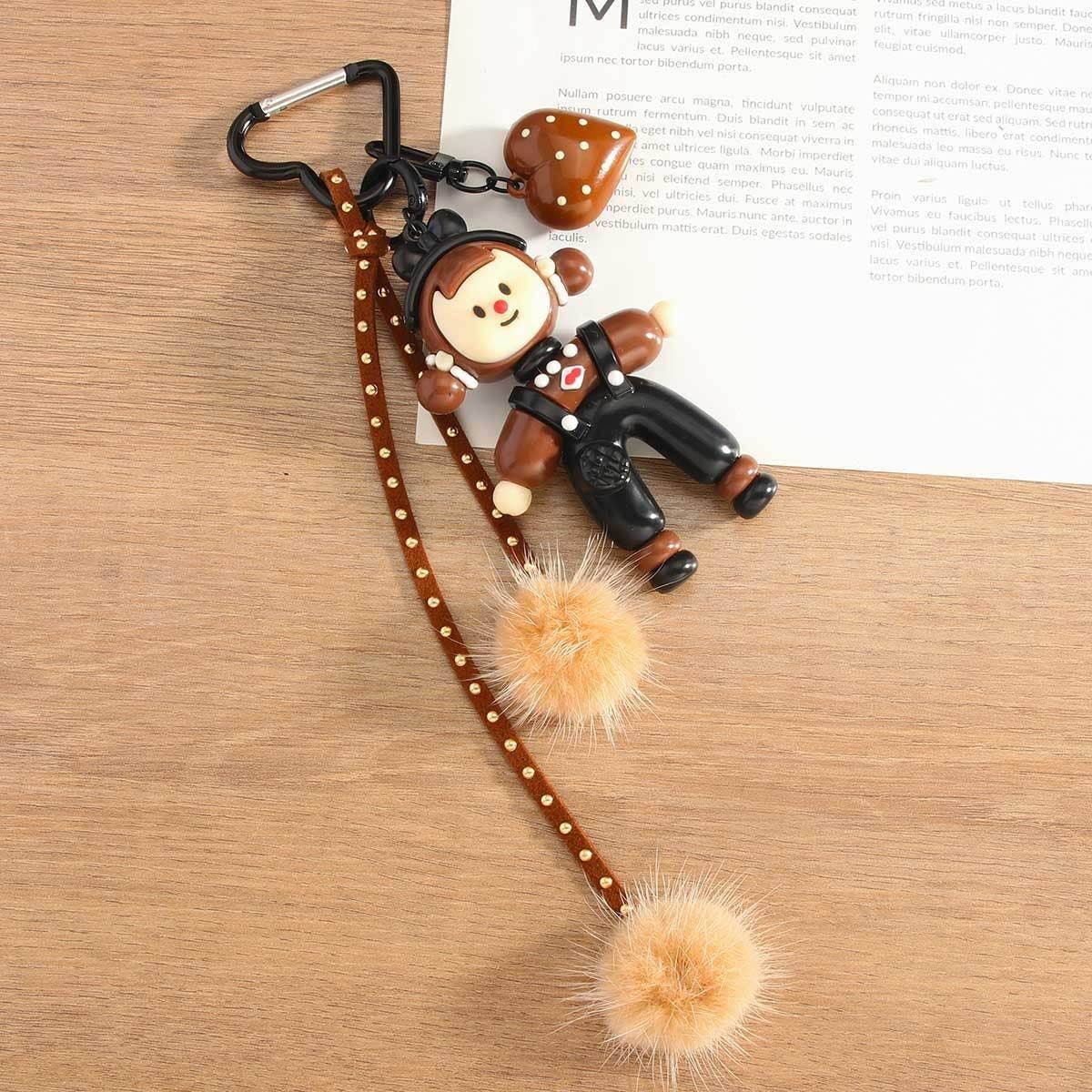 Cute Split Girl Doll Keychain with Heart Charm