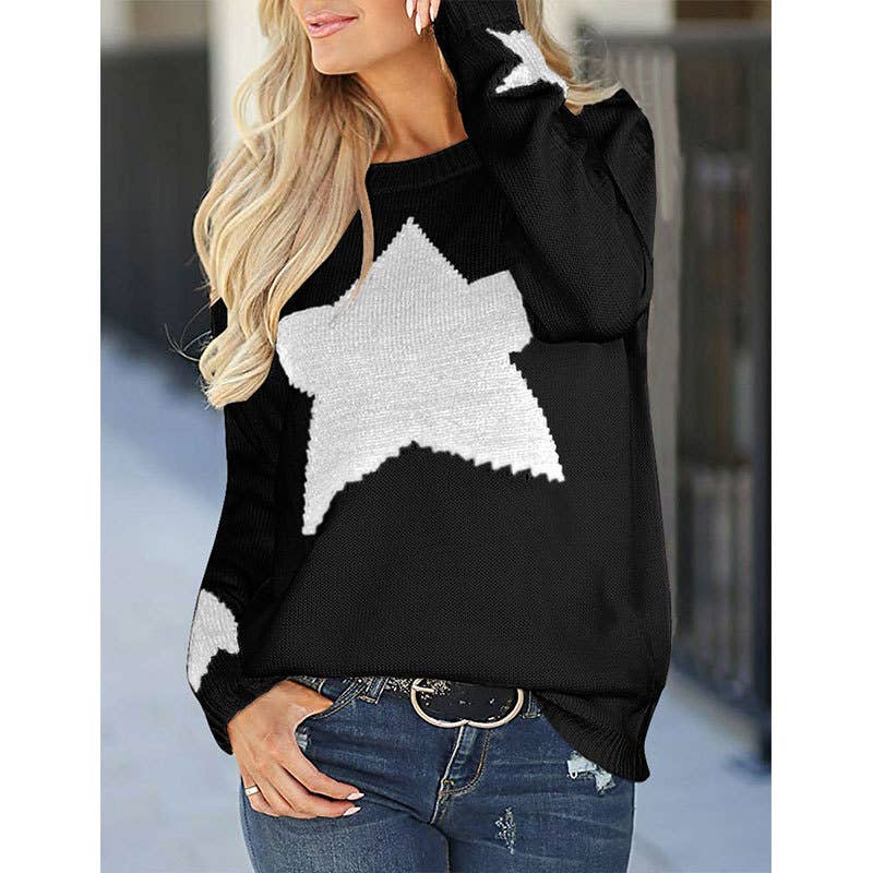 SLOUCHY STAR PULLOVER KNIT PULLOVER SWEATER