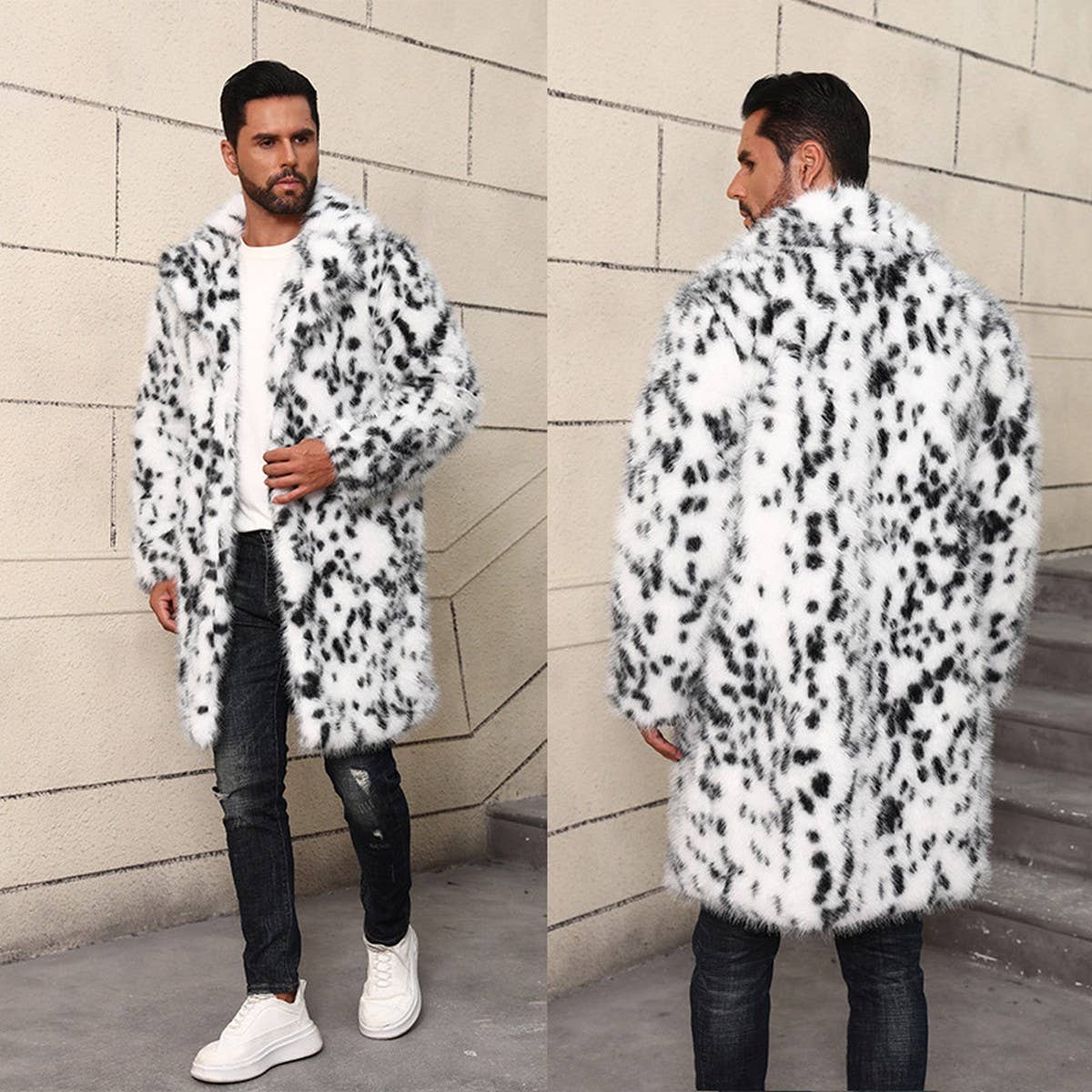 Men¡¯s Faux Fur Coat Mid-Length Blazer Style