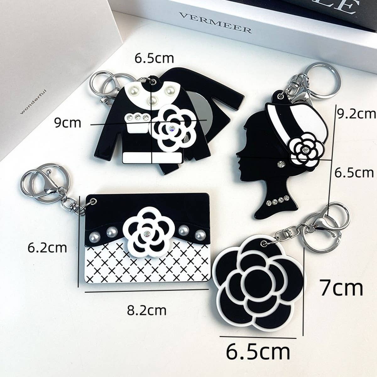 Seashell Slide Mirror Keychain Cute Acrylic Charm