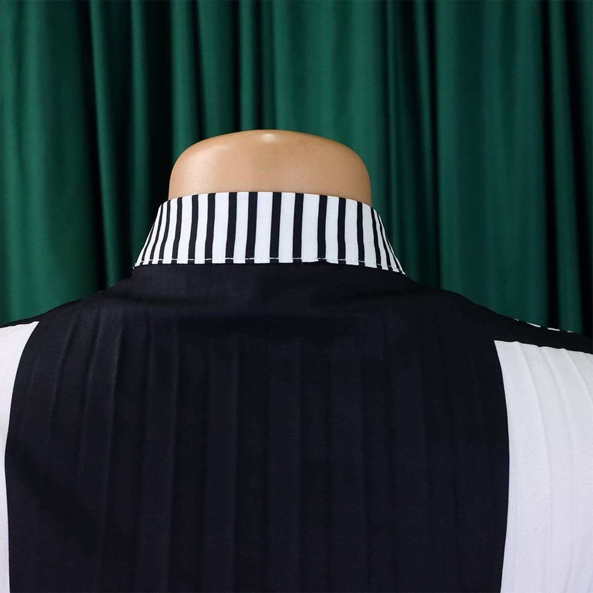 PRINTED PLEATED FASHION TIE CASUAL PLUS SIZE DRESS_CWDSD6160