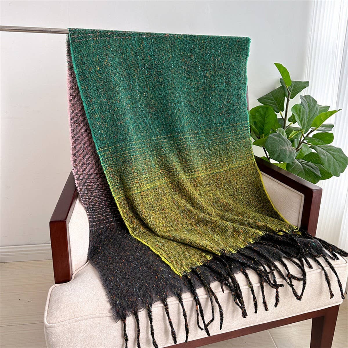 Colorblock Geometric Scarf - Warm Winter Shawl