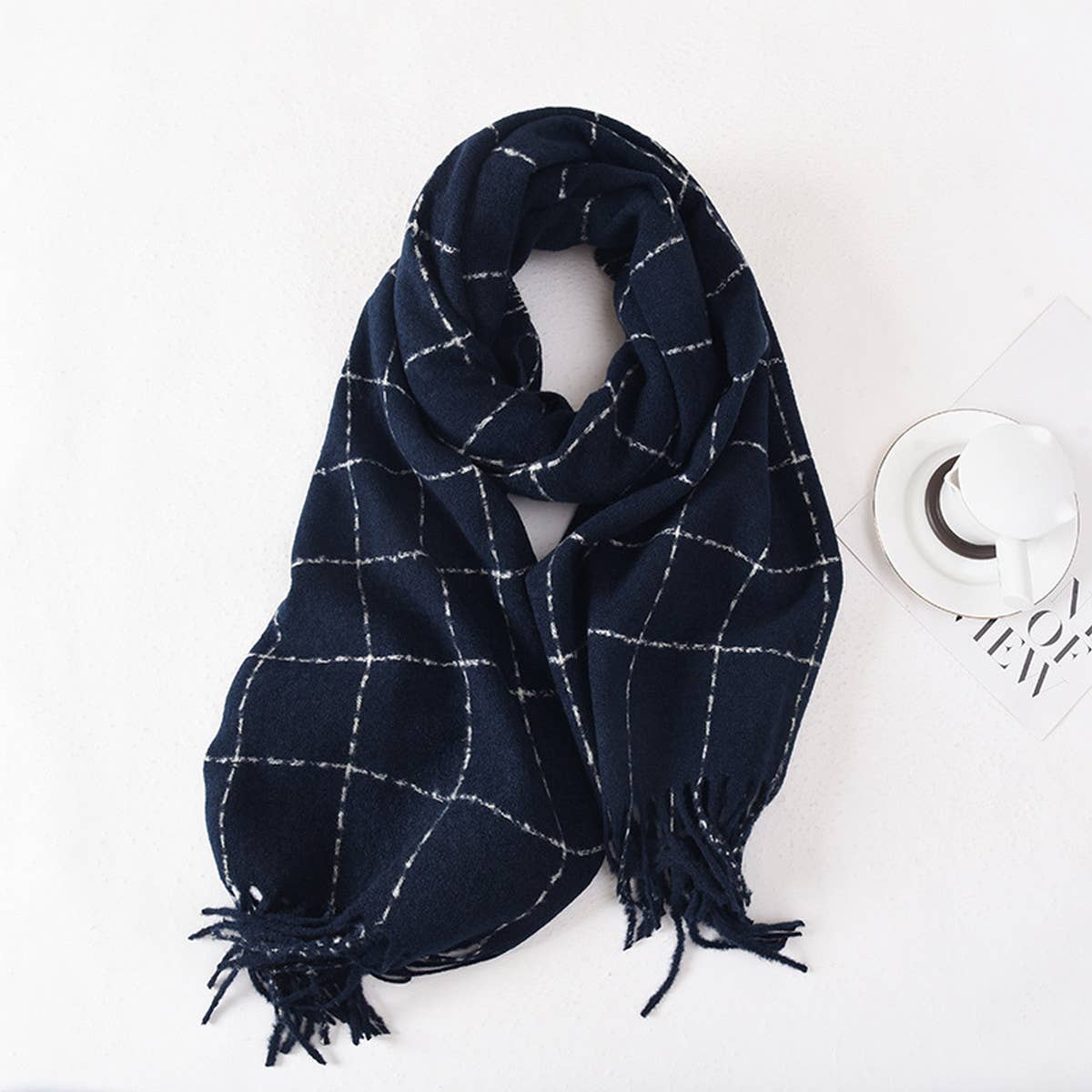 Double-Sided Plaid Scarf for Women - Winter Chic