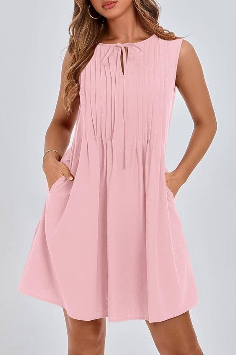 CWDSD10614_SUMMER FASHION SHORT SLEEVELESS RESORT DRESS