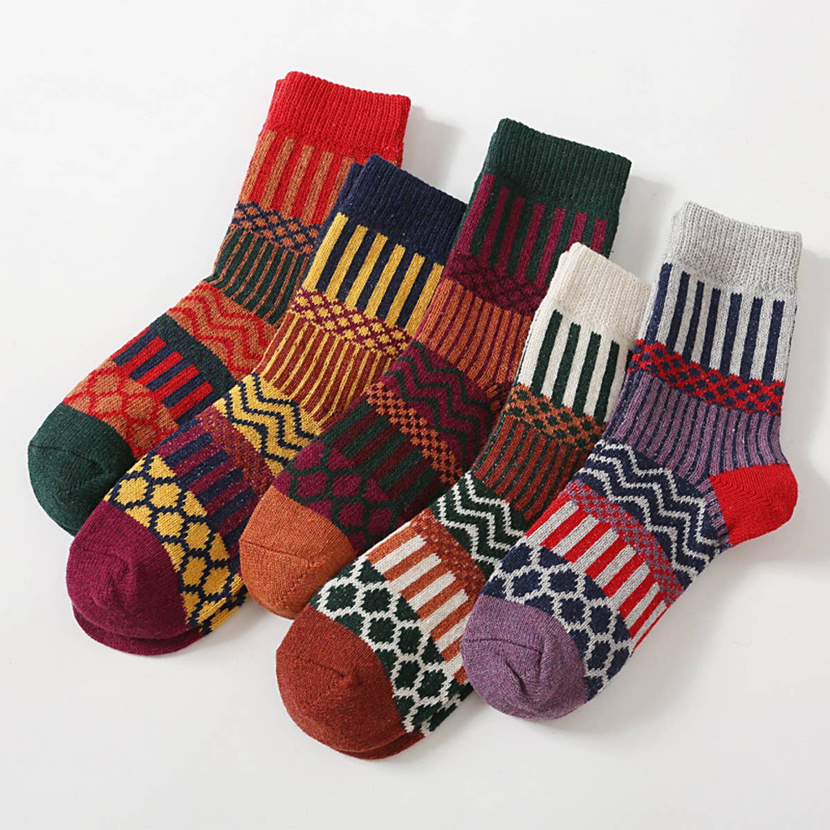 WOMEN VERTICAL STRIPED SOCKS 5 PAIRS PER PACK
