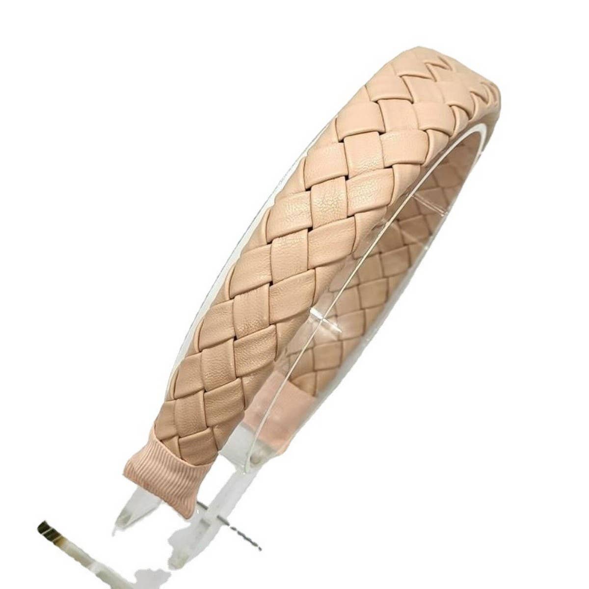 Elegant Solid PU Woven Diamond Headband