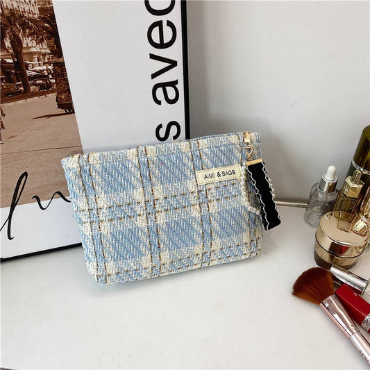 WOMEN'S STRIPED WOOLEN STORAGE COSMETIC BAG_CWAB4380