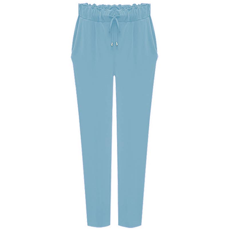 ELASTIC-WAISTED HIGH-WAISTED STRETCH HAREN PANTS