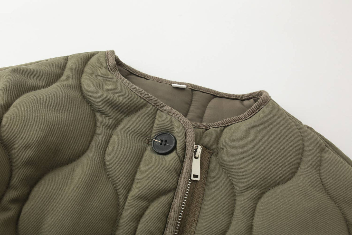 Round-neck, long-sleeved, loose cotton jacket