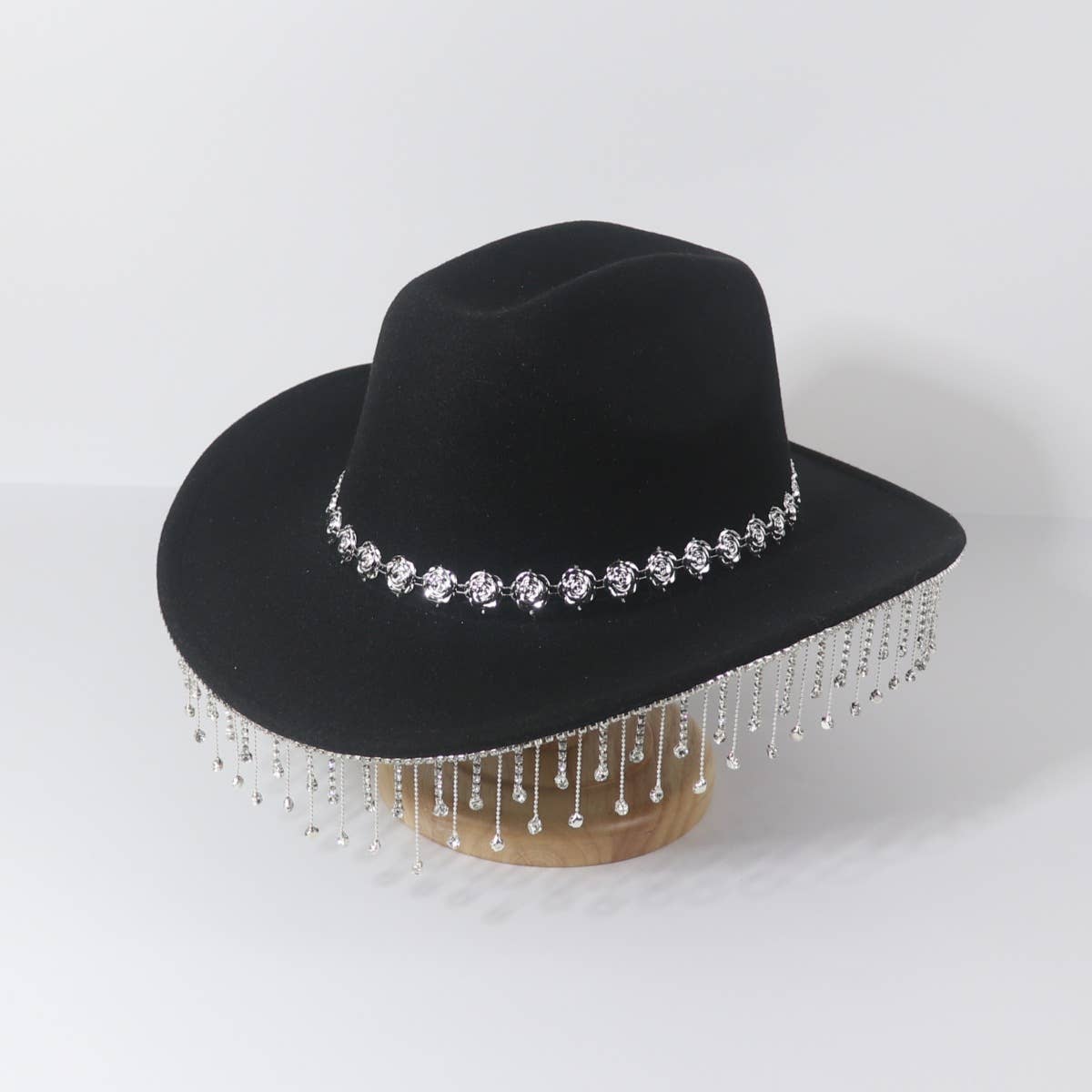 Rhinestone Fringe Panama Cowboy Hat with Eye Gems_CWAH3630