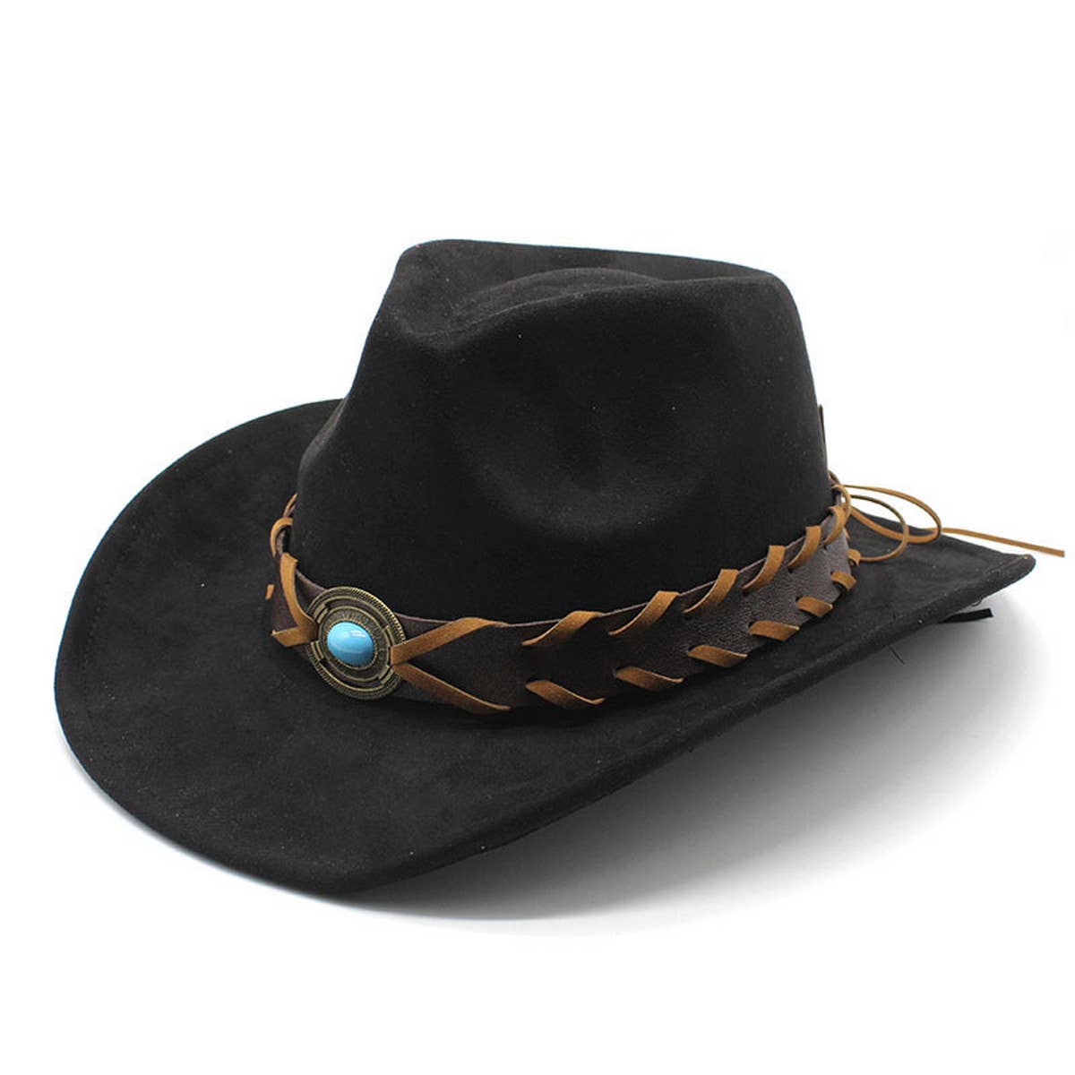 Ethnic Style Faux Suede Western Cowboy Felt Hat_CWAH0829