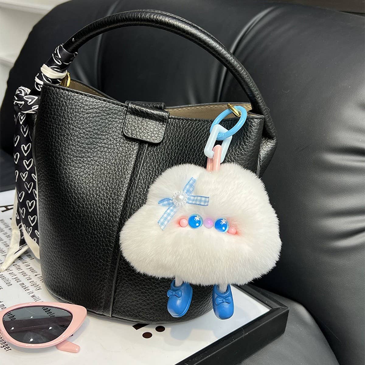 CUTE PLUSH CLOUD CAR KEYCHAIN BAG PENDANT