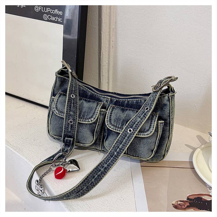Fashionable denim single-shoulder crossbody bag