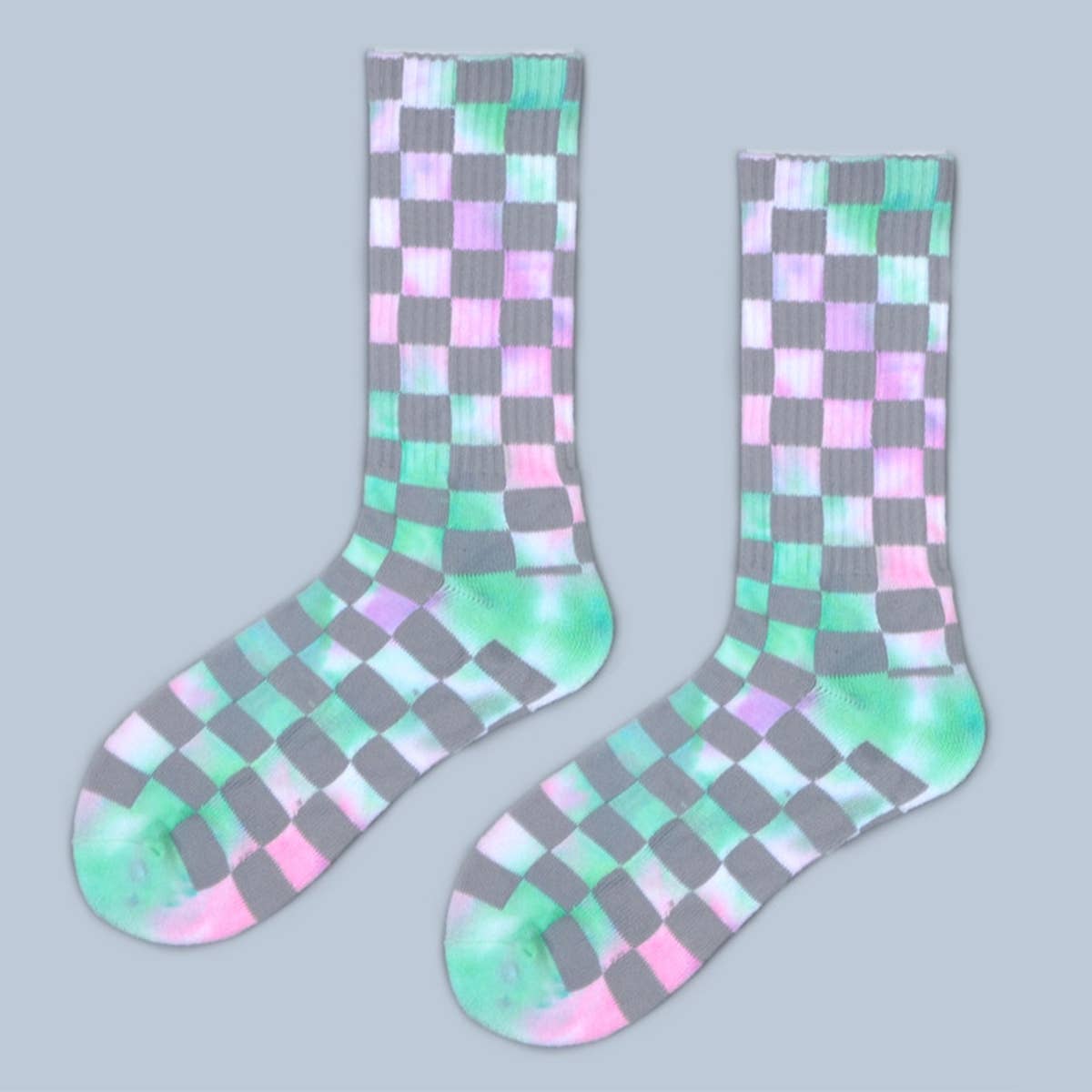 FASHION TIE-DYED CHECKERED SOCKS_CWMS0265