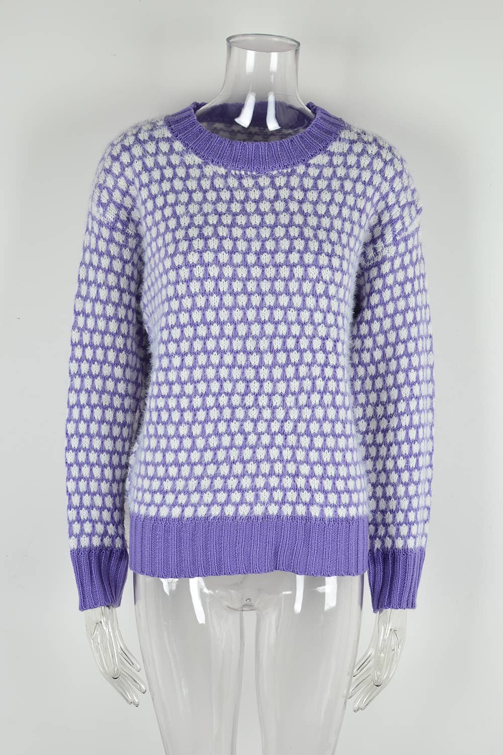 Patchwork Crew Neck Fashion Long-Sleeved Sweater