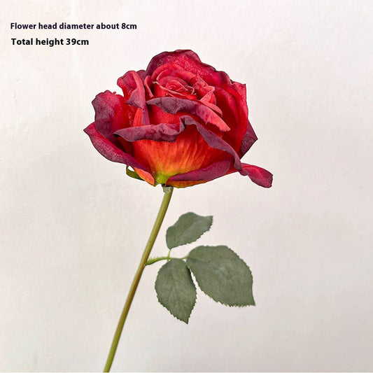 Burnt Edge Rose Bouquet Artificial Flower Decor＿CWMM6478