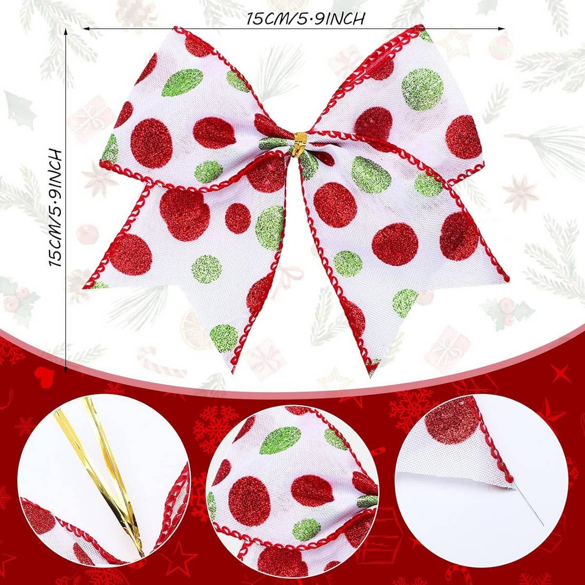 CWMM10190_POLKA DOT CHRISTMAS BOW DECORATIONS