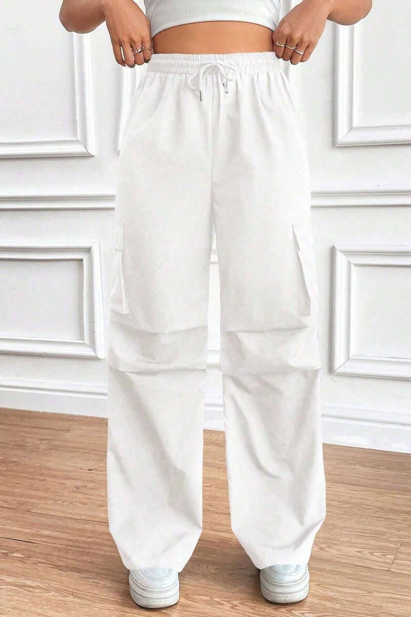 CWBLP1886_DRAWSTRING HIGH WAIST LOOSE COMMUTER OVERALLS