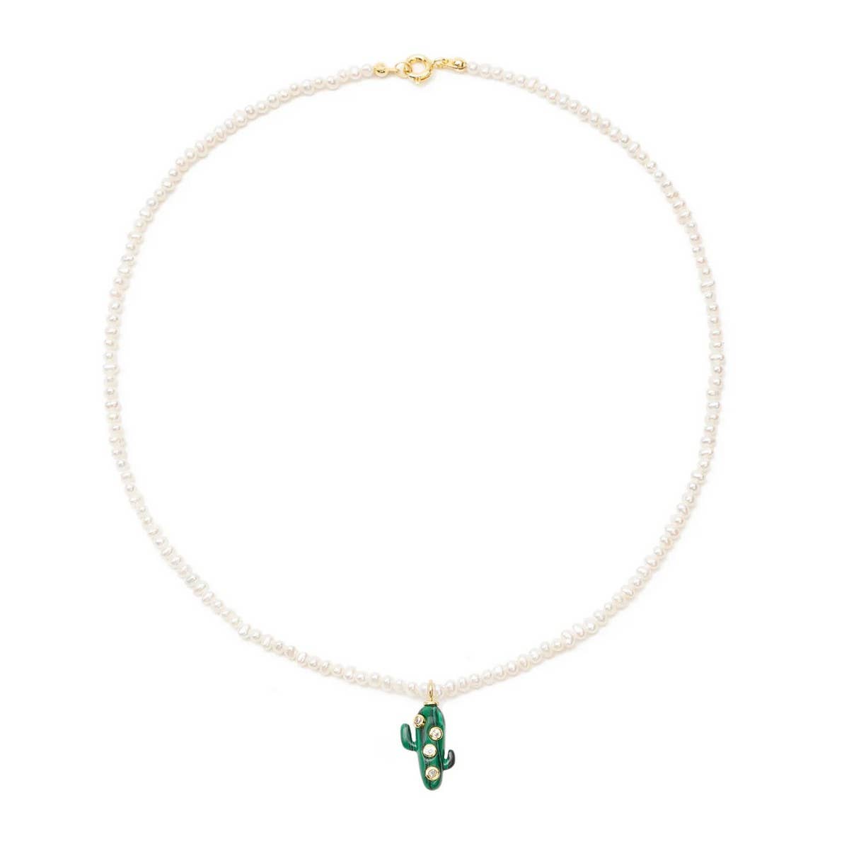 Cactus Pearl Beaded Choker ??Sweet Luxe Necklace_CWAJE4613