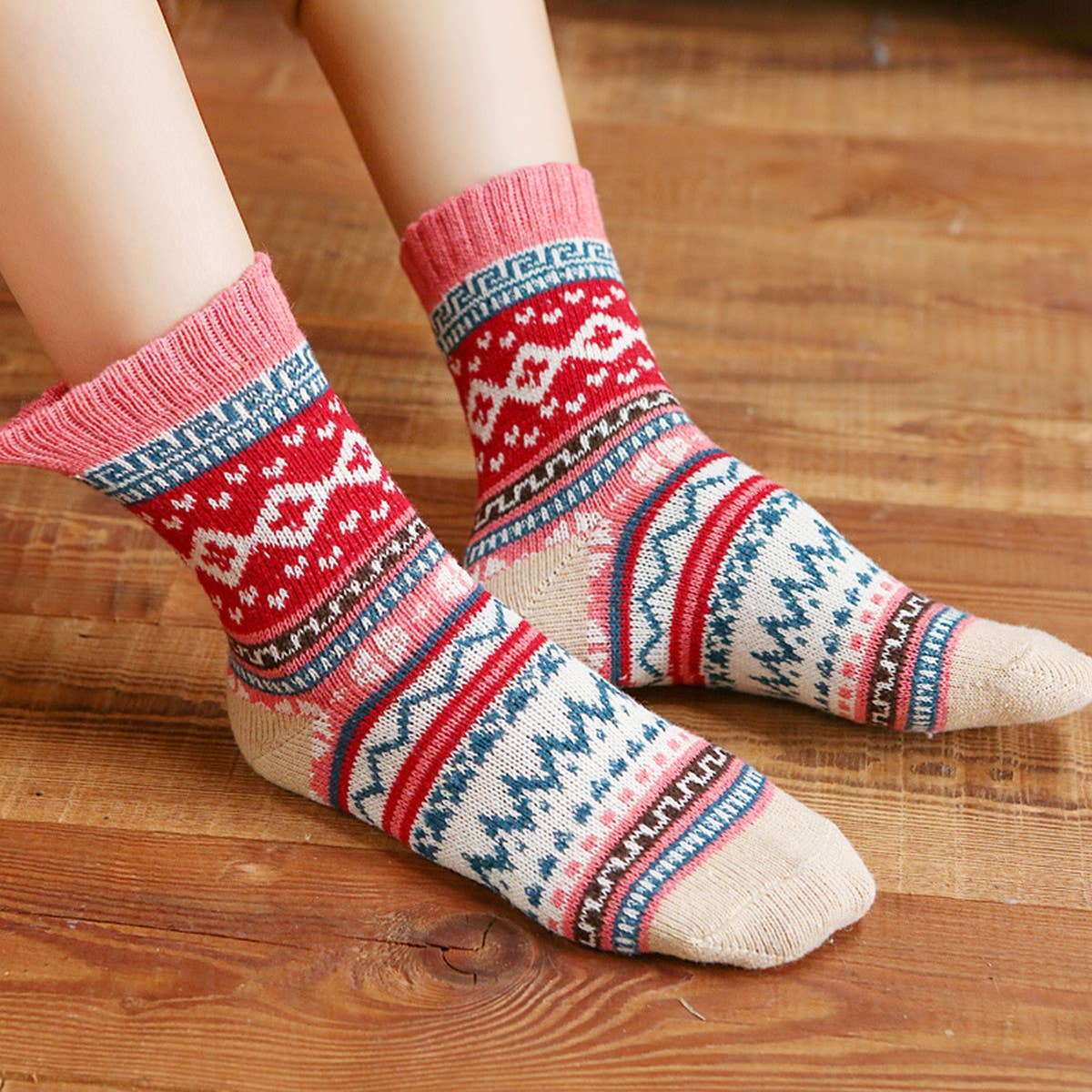 5pr/Set Retro Ethnic Style Socks For Men Winter_CWMS0680