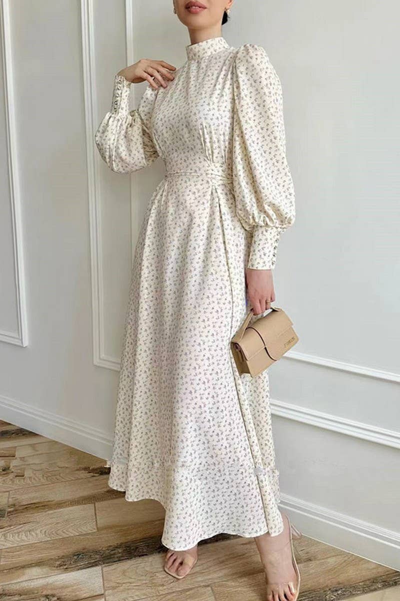 CWDMD01224_HEART-SHAPED PRINT ELEGANT RETRO EVENING DRESS