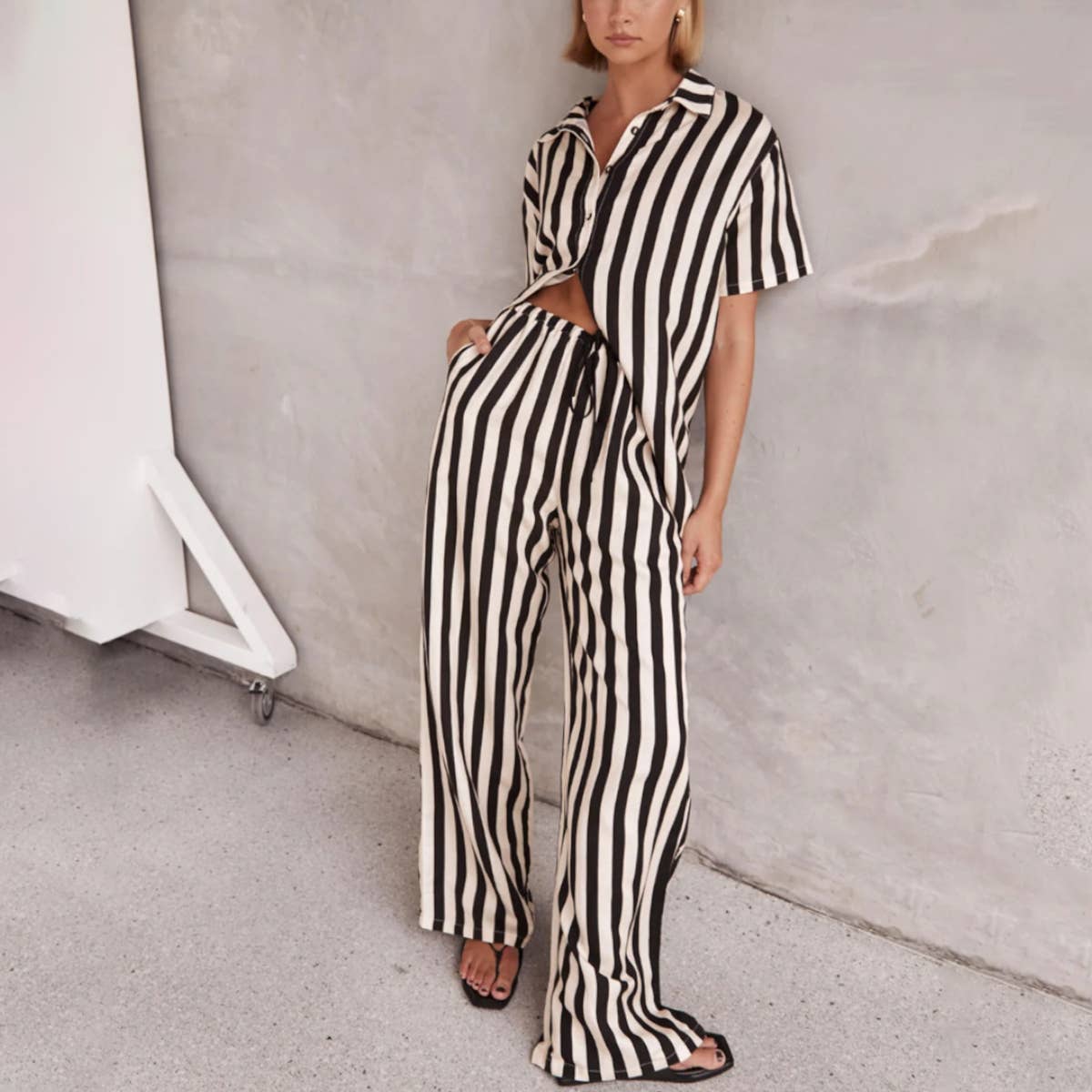 Striped color matching two-piece set