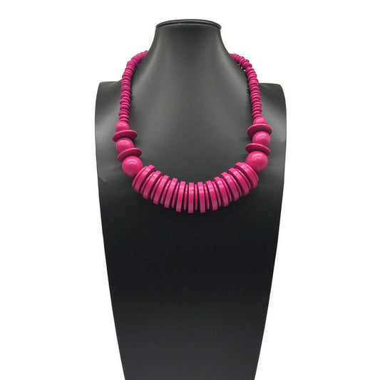 VINTAGE SINGLE LAYER WOODEN BEAD NECKLACE