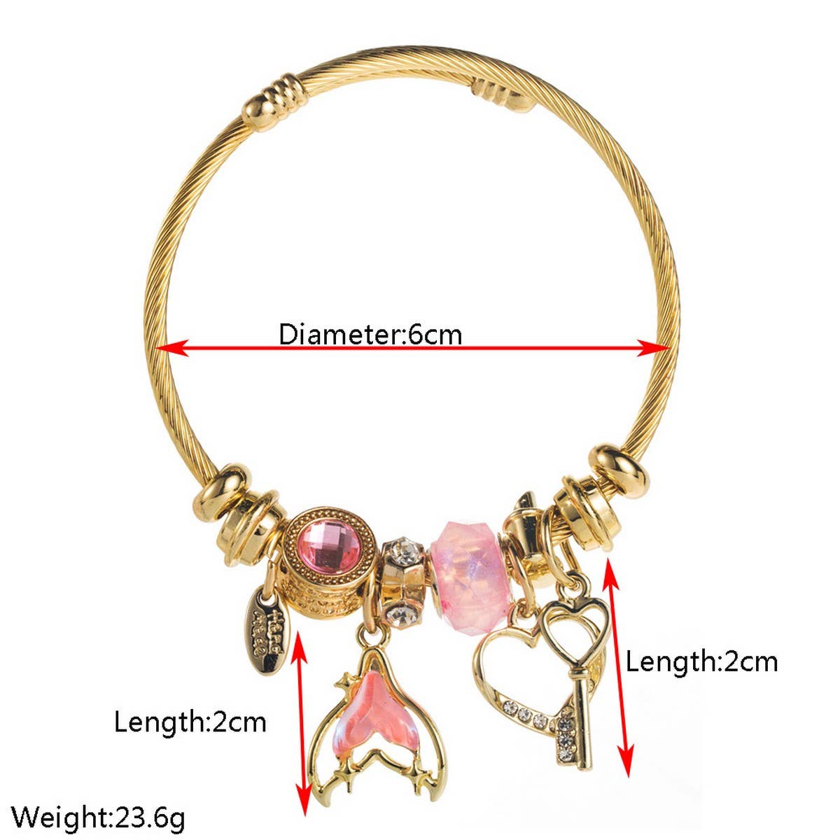 Adjustable Mermaid Tail Heart Key Couple Bracelet_CWMM8563
