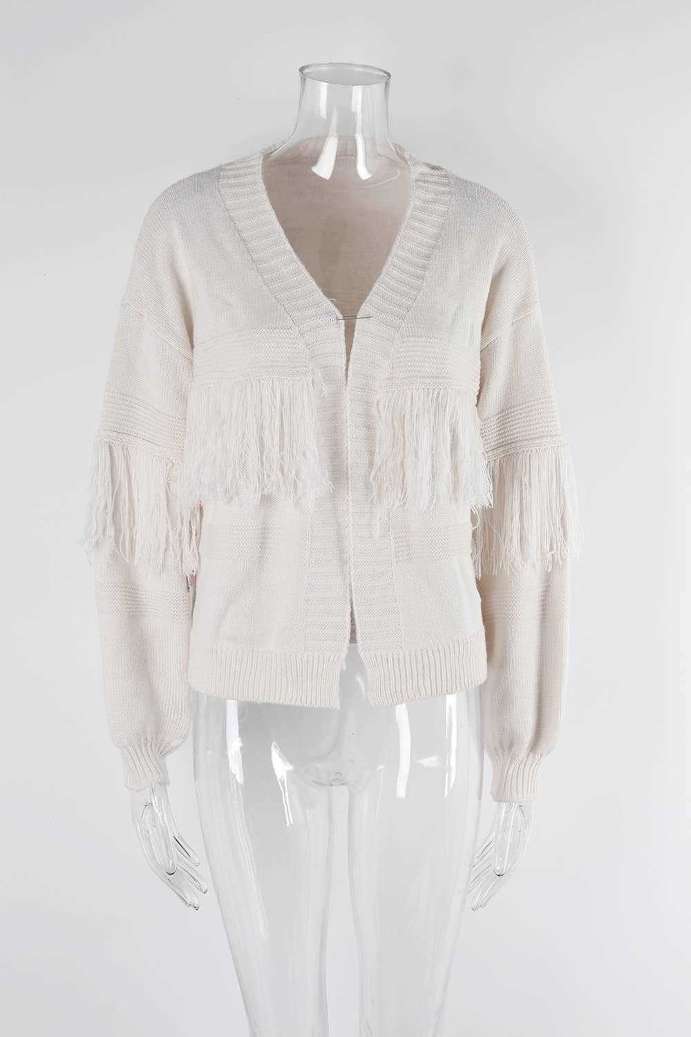 KNIT CARDIGAN FRINGE SWEATER CARDIGAN FOR WOMEN