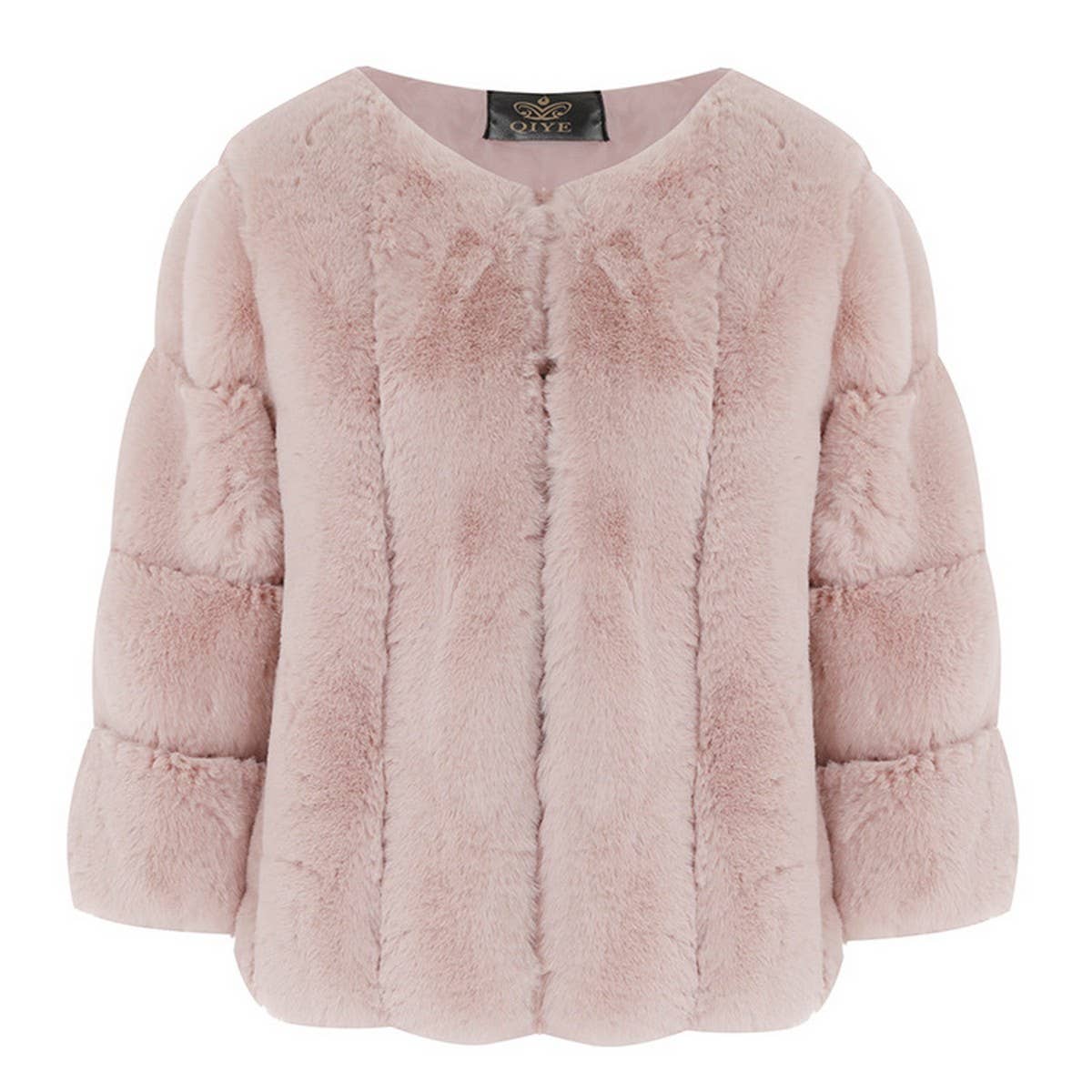 Trendy Women's Faux Fur Round Neck Short Coat