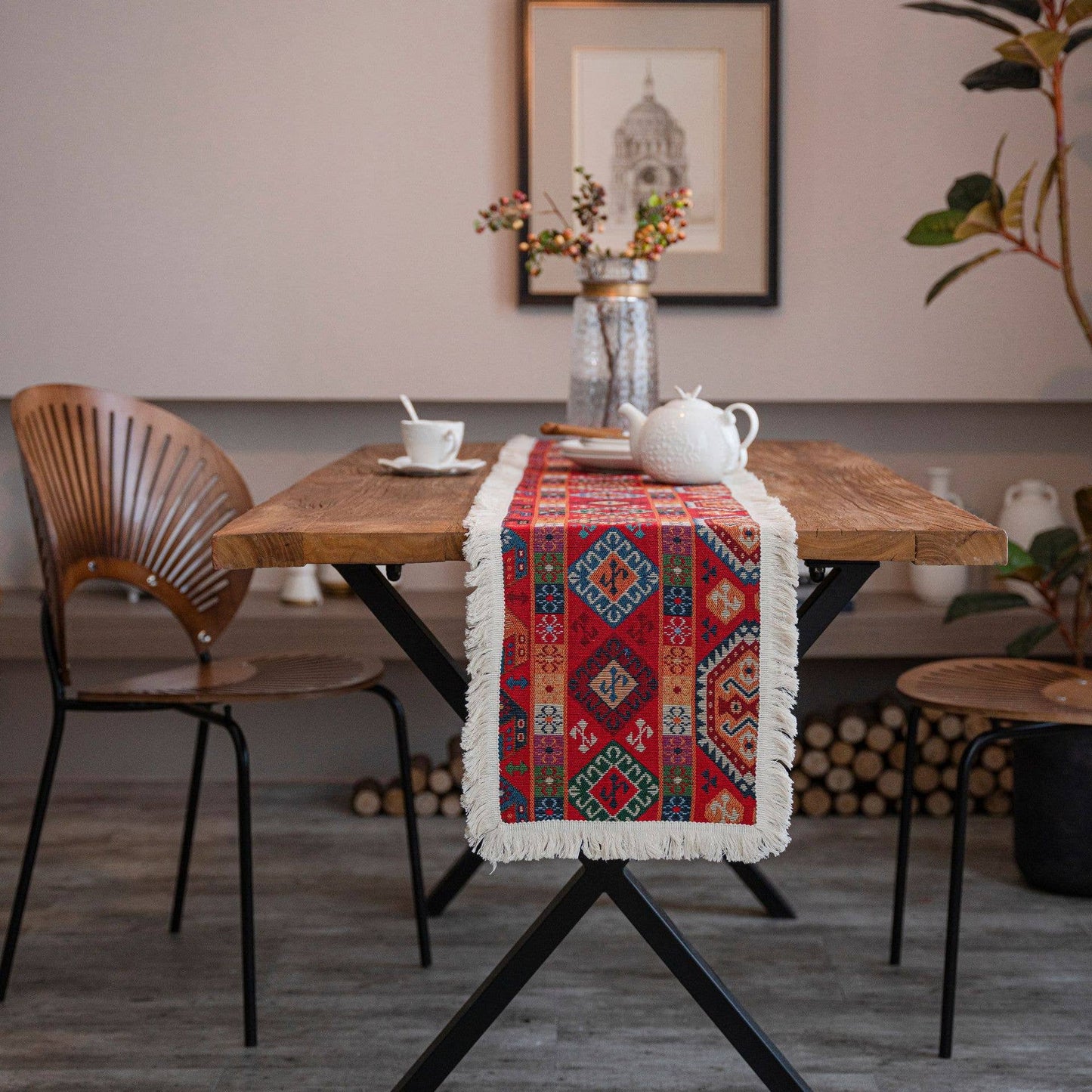 TASSEL DETAILED MULTI PATTERN TABLE RUNNER