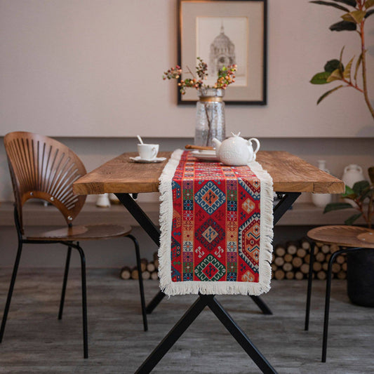 TASSEL DETAILED MULTI PATTERN TABLE RUNNER