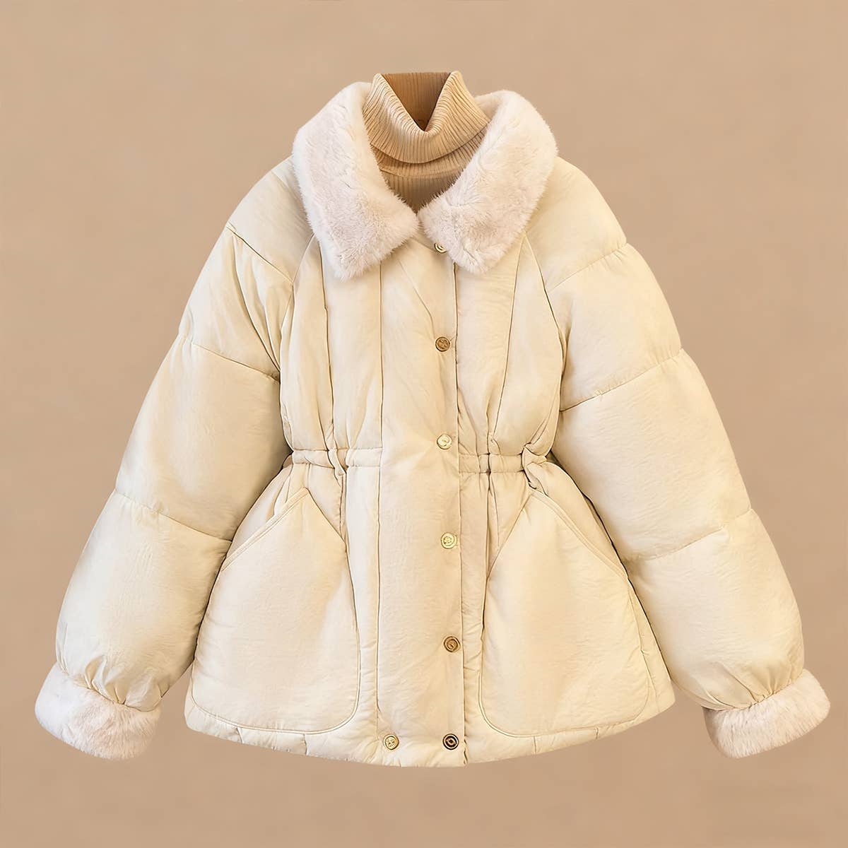 Turn-over collar loose cotton-padded jacket