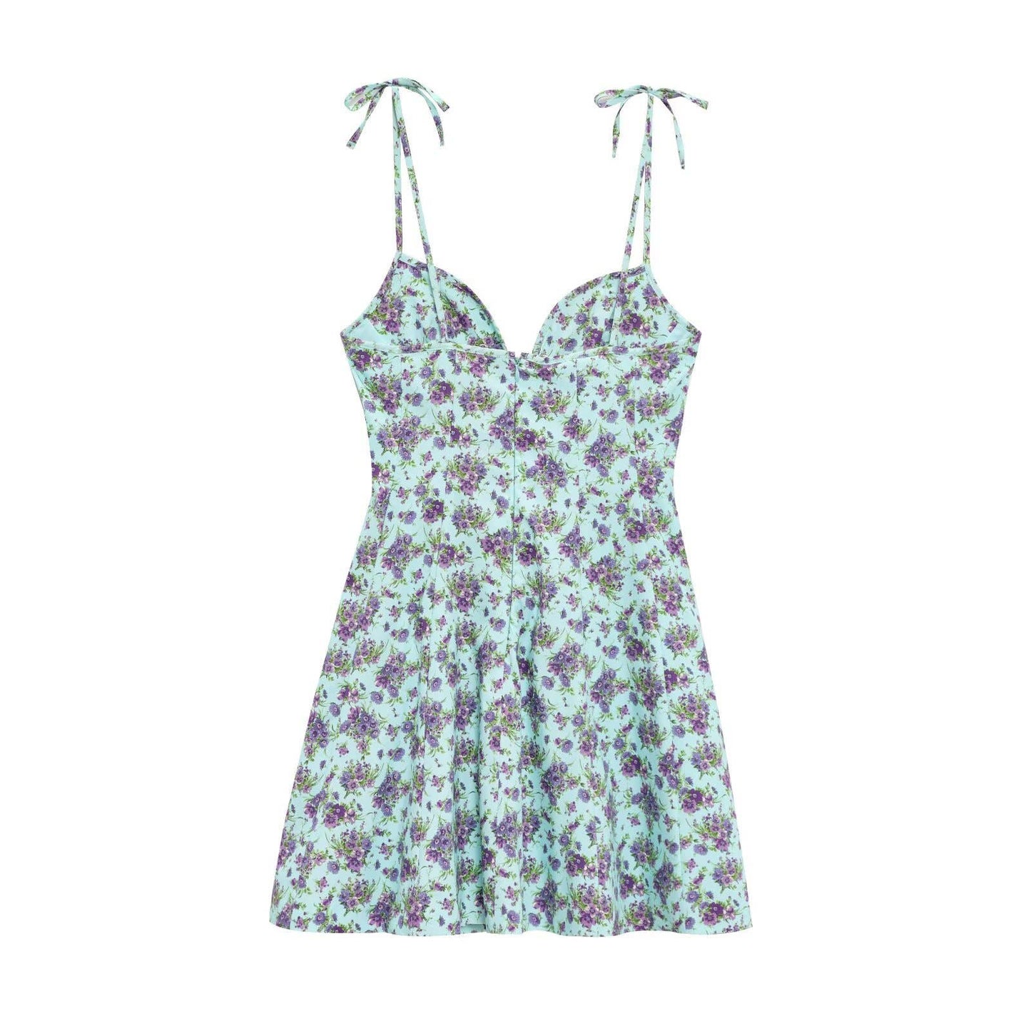 Fashionable floral printed poplin halter dress
