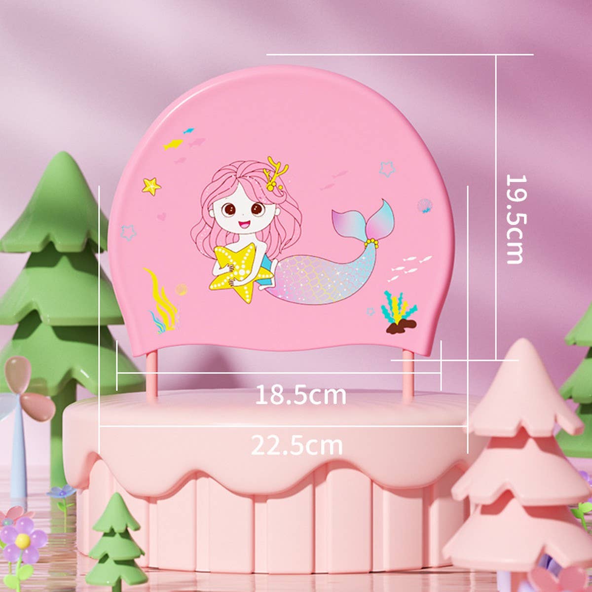 Girls Unicorn Swim Cap Silicone Waterproof Comfort