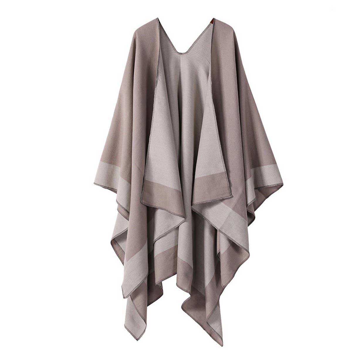 SOLID COLOR DOUBLE-SIDED CAPE SHAWL OUTER CAPE_CWASC2130