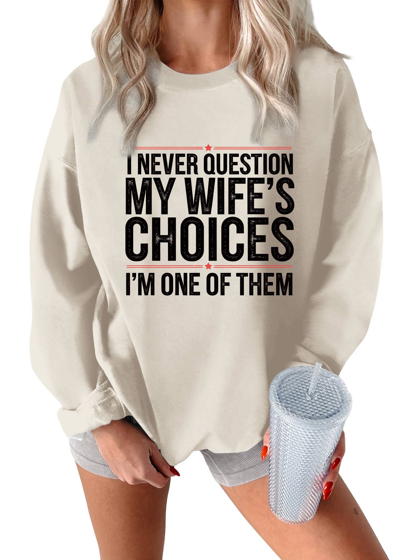 i never question printed thickened sweatshirt