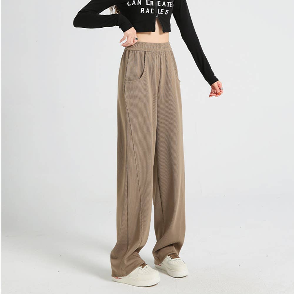 Loose high-waisted casual sports wide-leg pants