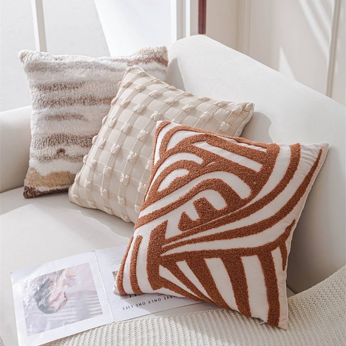 Cream Vintage Sofa Pillow Cover Waist Cushion