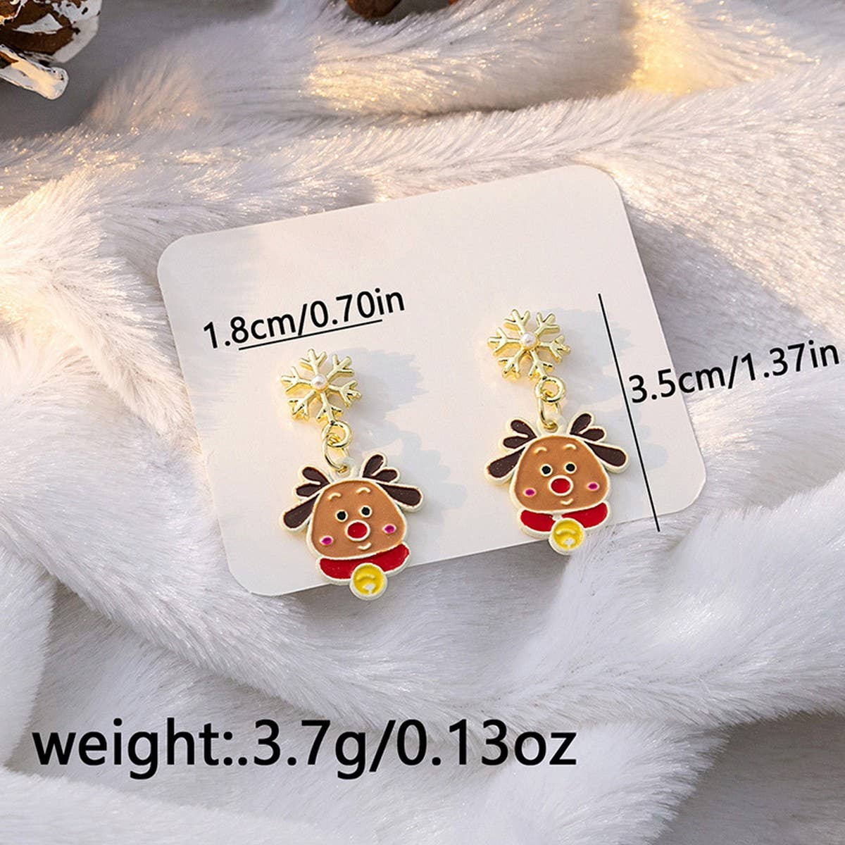 CHRISTMAS ELK BELL BOW ASYMMETRICAL EARRINGS