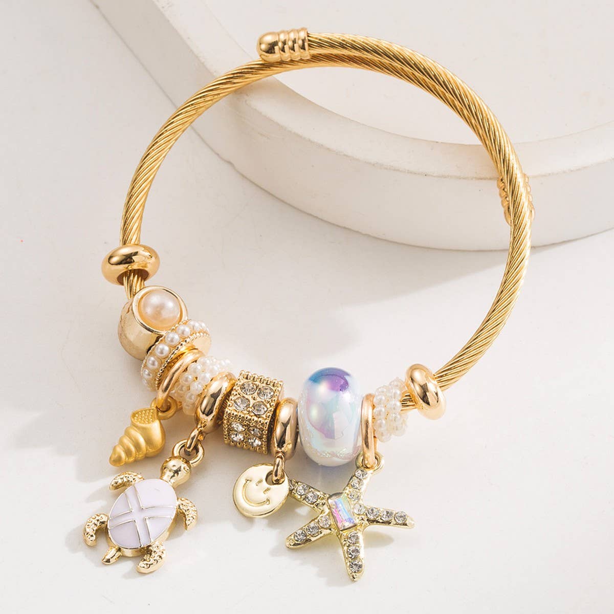 Beach Style Starfish Turtle Charm Bracelet_CWMM8472
