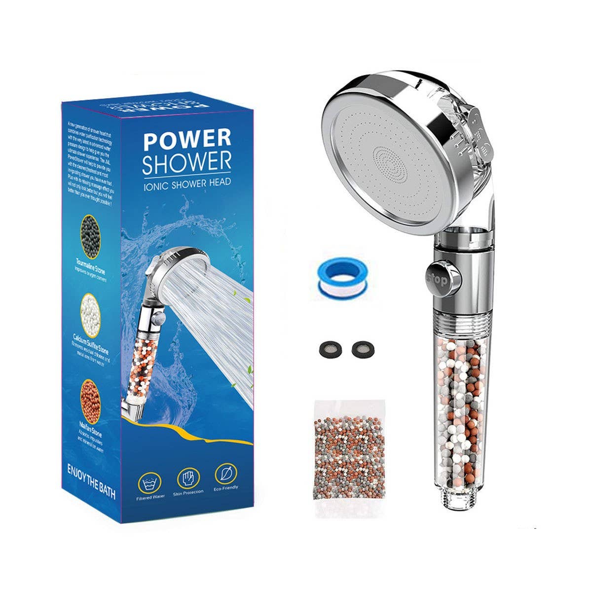 THREE-SPEED WATER FILTER SHOWER HEAD WITH BOOSTER