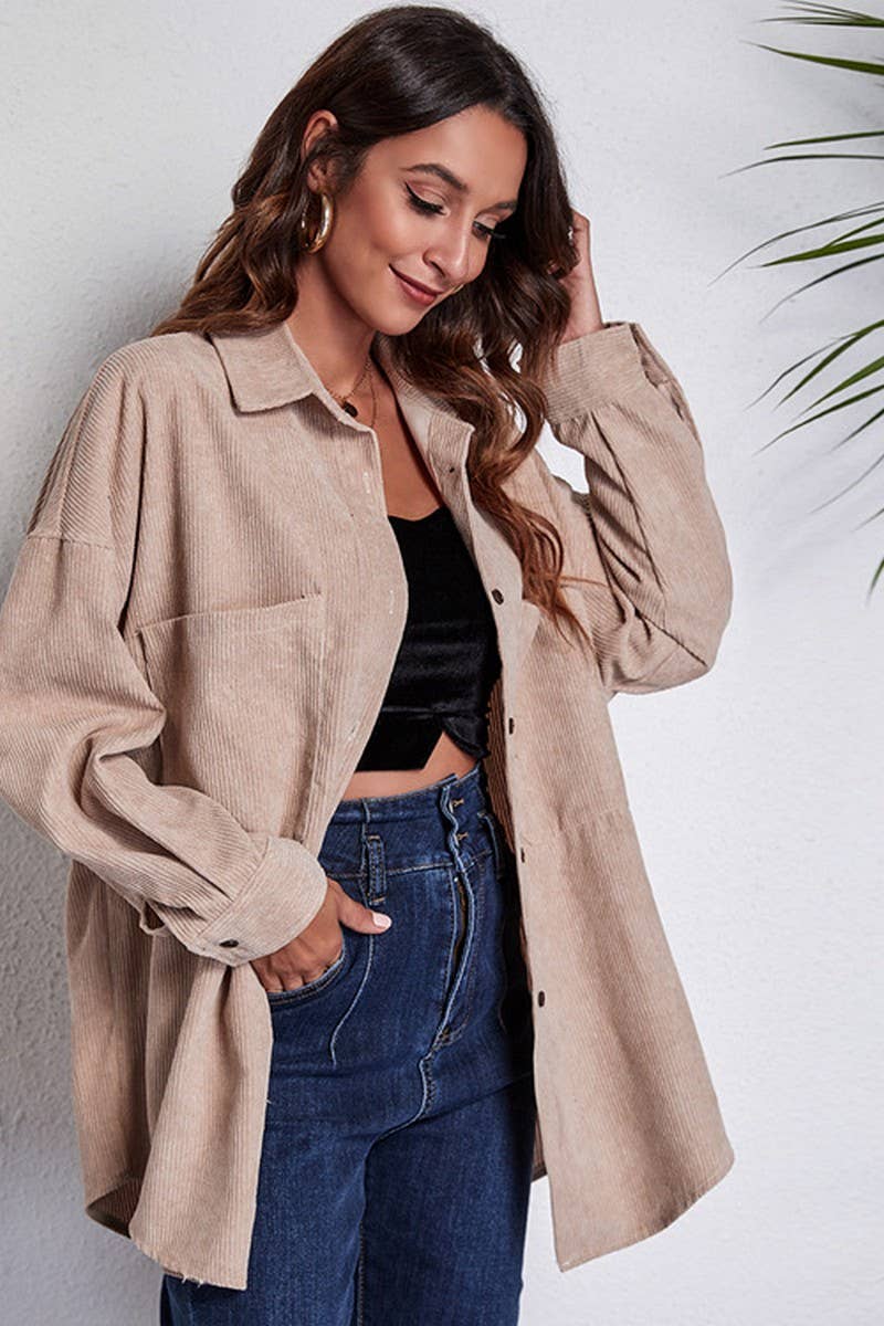 CWOCO1169_LOOSE CORDUROY SHIRT MID-LENGTH THIN JACKET