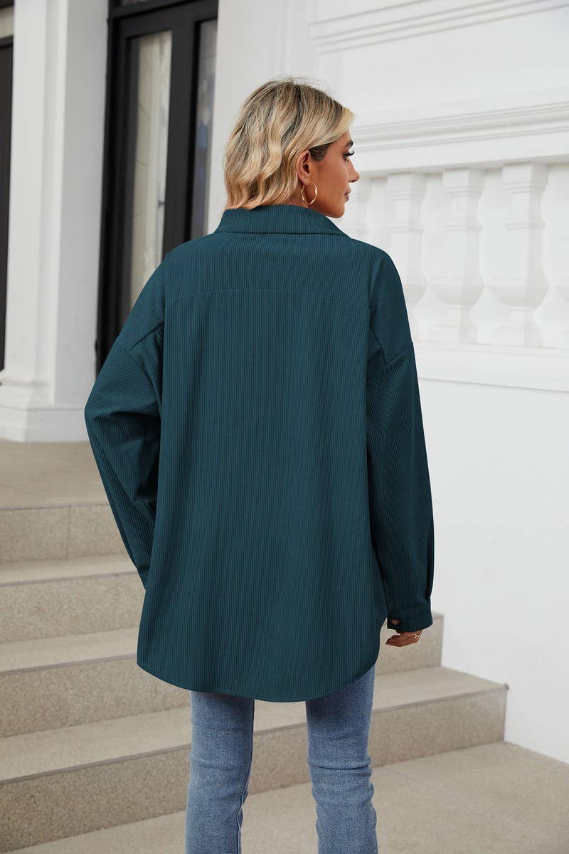 CWOCO0501_LAPEL SOLID COLOR BUTTON LONG SLEEVE SHIRT COAT