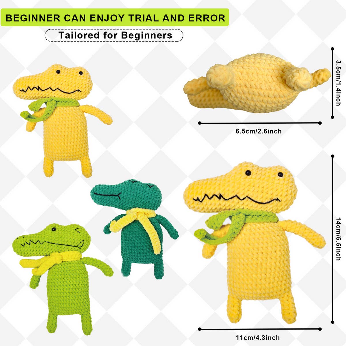 HANDMADE CROCODILE DOLL CROCHET MATERIAL KIT