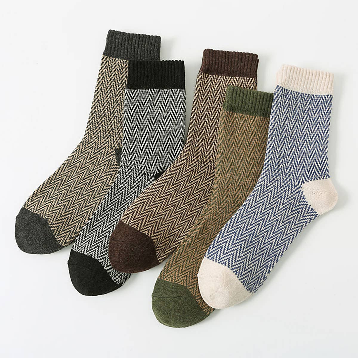 5 PAIRS OF VINTAGE PRINT THICK WARM COTTON SOCKS_CWMS0683
