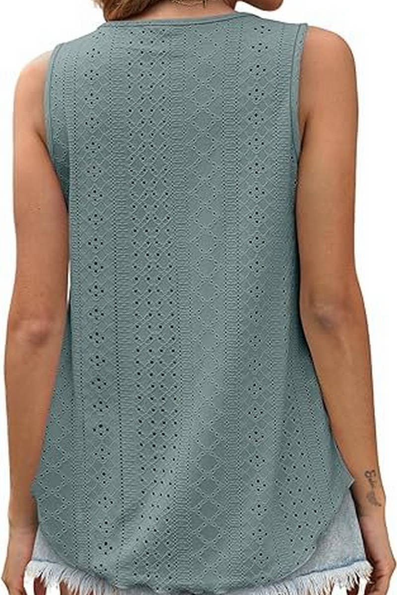 Cwttsl0235_Round Neck Sleeveless Knit Top