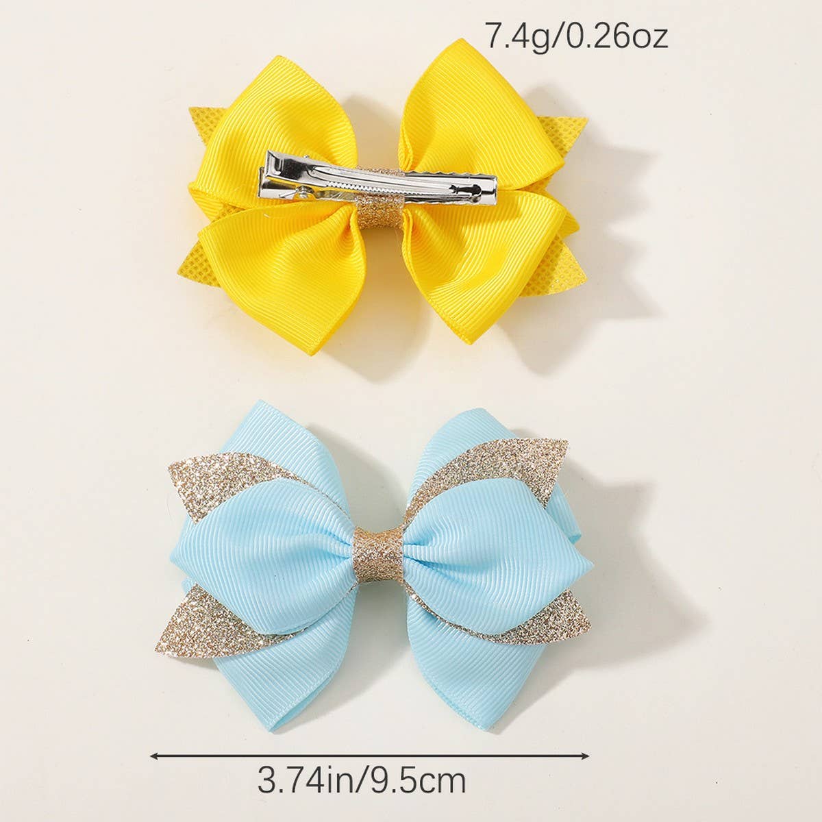 Glitter Bow Hair Clip Set for Girls Party Wear